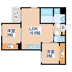 REGALEST仙台長町南 1階2LDKの間取り