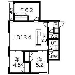 アートアベニュー 3階3LDKの間取り