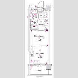 ガーラ・プレシャス四ツ木 1階1DKの間取り