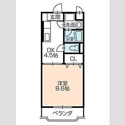 エクシード御油 302 3階1DKの間取り