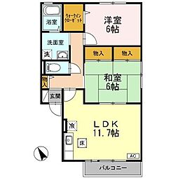 ナル・グランデU　C棟 1階2LDKの間取り