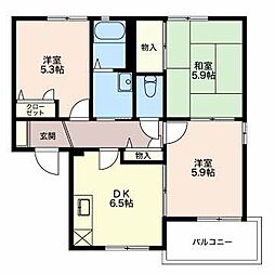 シティパル Ａ 1階3DKの間取り