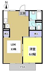 セジュール本町 1LDKの間取図画像