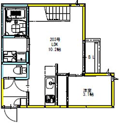 GRANDTIC　COMRADE（コムレッド） 2階1LDKの間取り