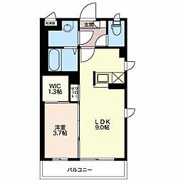 アクアコート 3階1LDKの間取り