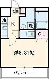 Seres長嶺 3階1Kの間取り