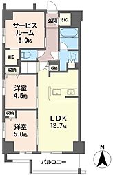 シャーメゾンステージ国立II 4階2SLDKの間取り