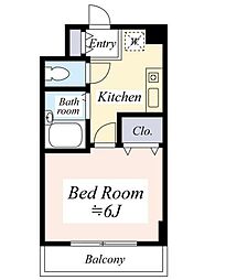 コンフォート309 2階1Kの間取り