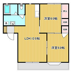 村北グリーンハイツB 2LDKの間取図画像