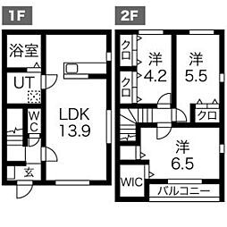 Grandir木更津I棟 1階3LDKの間取り