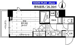 ステージファースト菊川アジールコート 9階1Kの間取り