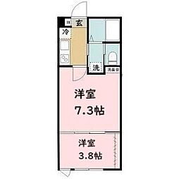 ジャスティス 1階2Kの間取り