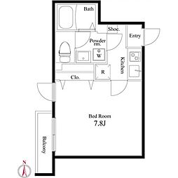 プラージュ早稲田 3階1Kの間取り