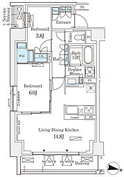 ロイヤルパークス赤羽サウス 2LDKの間取図画像