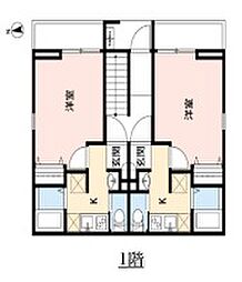 アズール西八王子 1階1Kの間取り