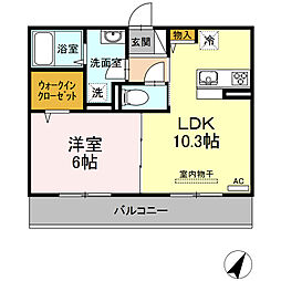 リッツコート 1LDKの間取図画像
