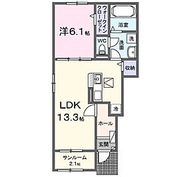 ポルテシャンス都 1LDKの間取図画像