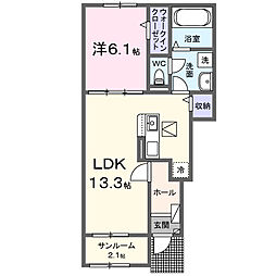 ポルテシャンス都 1LDKの間取図画像