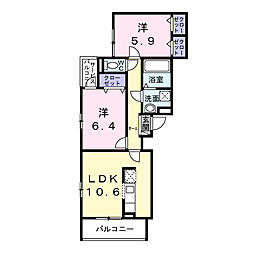 安満北の町アパートB 2LDKの間取図画像