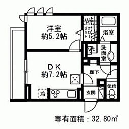 リーベンハイム大曽根台 1階1DKの間取り
