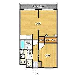 グリーンライフ 4階1LDKの間取り