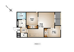 REGALEST-F 矢野駅前 3階2LDKの間取り