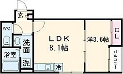 Tidy新鳥栖 102 1階1LDKの間取り