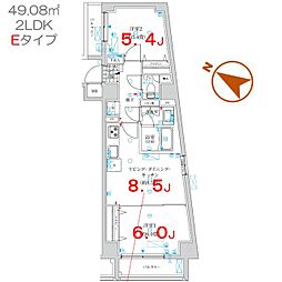 Ｋ−ＣＯＵＲＴ押上 4階2DKの間取り