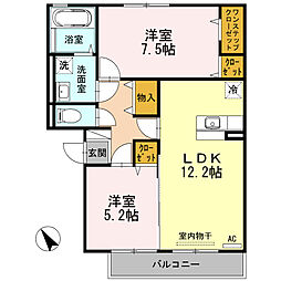 サンパティーク 2LDKの間取図画像