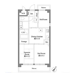 モリノフラット 4階3DKの間取り