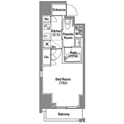 エスタート新宿 11階1Kの間取り