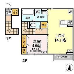 ベアーズマンション　II 2階1LDKの間取り