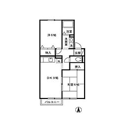 リビングタウン東通　Ａ 2階2DKの間取り