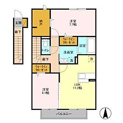 山王NTステージ　B B205 1階2LDKの間取り
