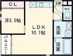 GRANDTIC　F.C.R（エフシーアール） 105 1階1LDKの間取り