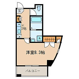 プラネット 5階1Kの間取り