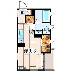野毛パース 2階ワンルームの間取り