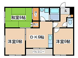 Ａビル 4階3DKの間取り