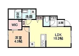 ＥｄｇｅＭｏｍｅｎｔ町村 1階1LDKの間取り