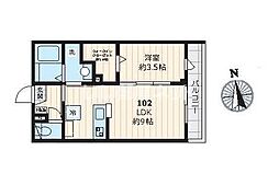 Ｌａ　Ｓｅｉｇａ　ラ　セイガ 1階1LDKの間取り