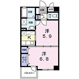 パレ・ソレイユＢ 1階2Kの間取り