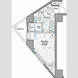 ガーラ・シティ王子 8階1Kの間取り