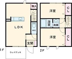 ヴェール小池原 1階2LDKの間取り