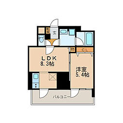 プレミアムコート葵 12階1LDKの間取り