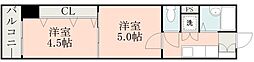 熊本市電A系統 辛島町駅 徒歩8分の賃貸マンション 6階2Kの間取り