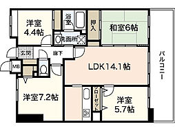 ナタリーマリナタウンウエストデッキＣ棟 9階4LDKの間取り