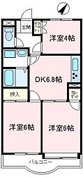 西武新宿線 狭山市駅 バス9分 狭山台ショッピングセンター前下車 徒歩7分の賃貸マンション 3階3DKの間取り