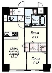 Mys Casetta Kurume(ミースカセッタ久留米) 9階2LDKの間取り