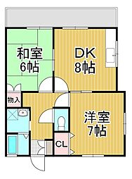 すばる鷺沼 1階2DKの間取り