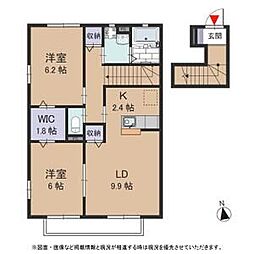 フィカーサK 2階2LDKの間取り